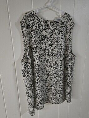 Calvin Klein Black & White Printed Sleeveless Top - Size L